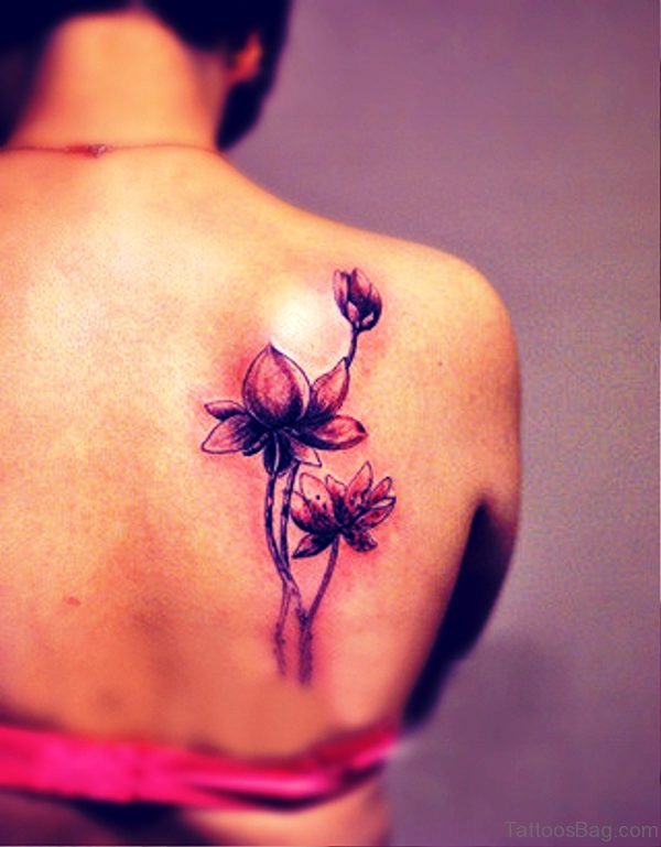 Flowers Tattoo On Back Shoulder 2
