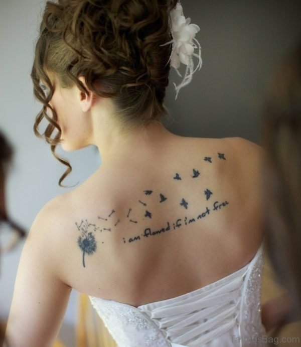 Flying Bird Tattoo On Back 