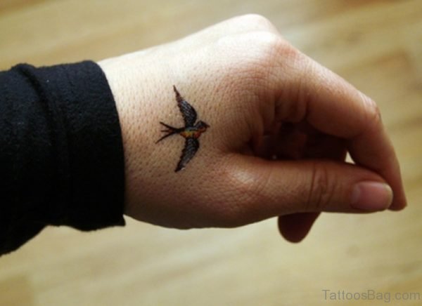 Flying Bird Tattoo On Hand