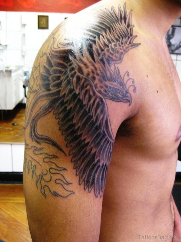 Flying Bird Tattoo On Shoulder
