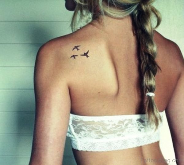 Flying Birds Tattoo On Back Shoulder 1