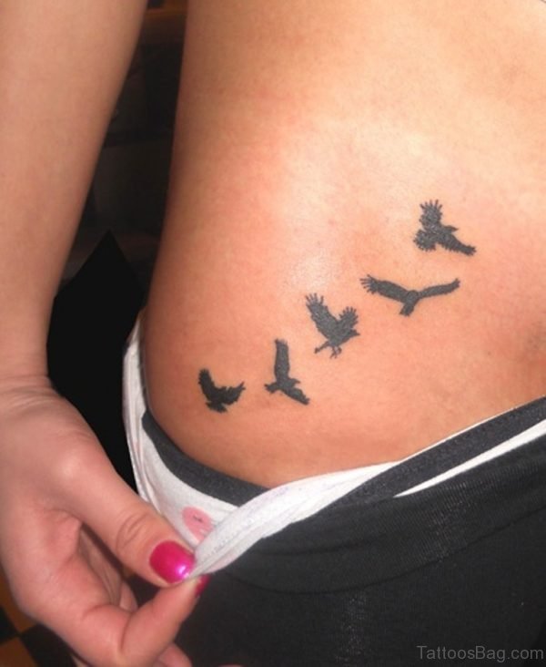 Flying Birds Tattoo On Waist