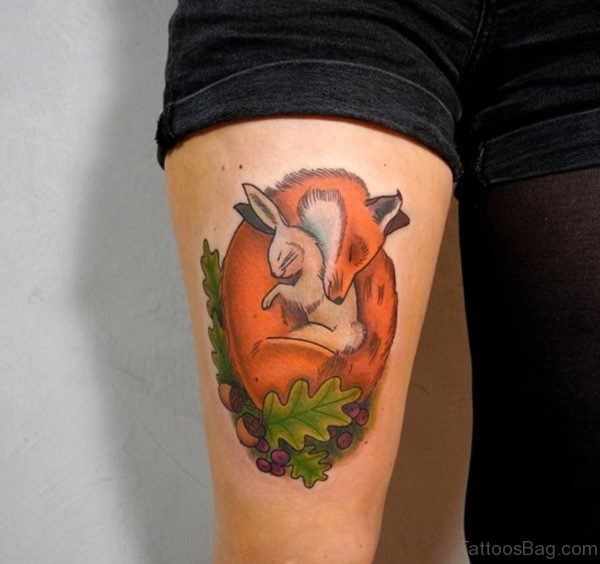 Fox Tattoo On Thigh 