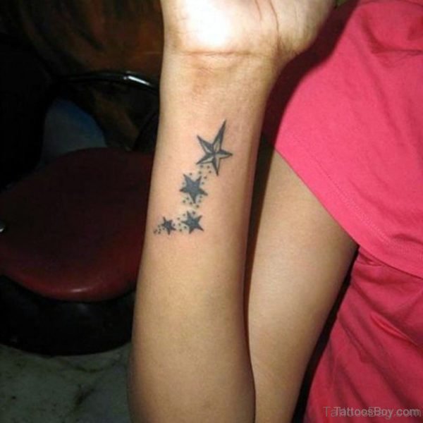 Funky Stars Tattoo On Wrist 