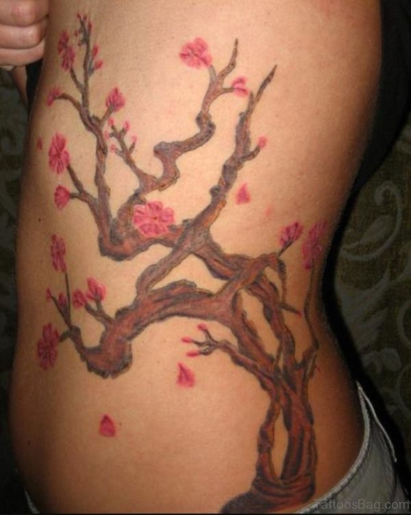 Funky Tree Tattoo On Rib