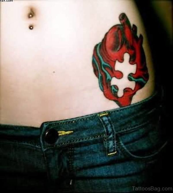 Funny Heart Tattoo On Waist