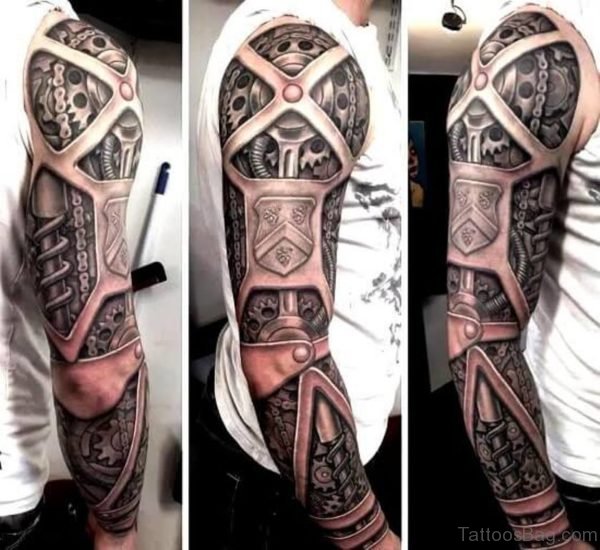 Gear Tattoo On Full Sleeve 