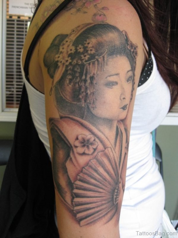 Geisha Tattoo On Shoulder 