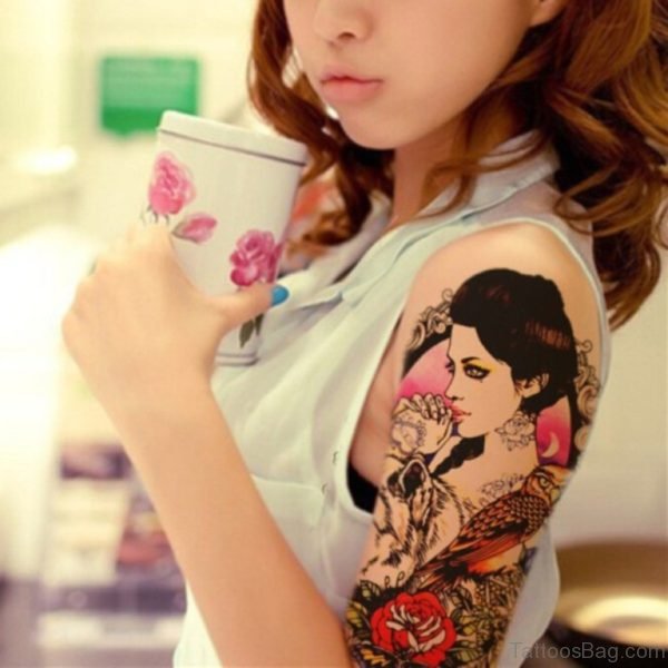 Geisha Tattoo On shoulder 