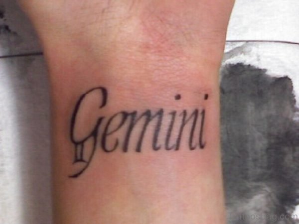 Gemini Letters Tattoo On Wrist 