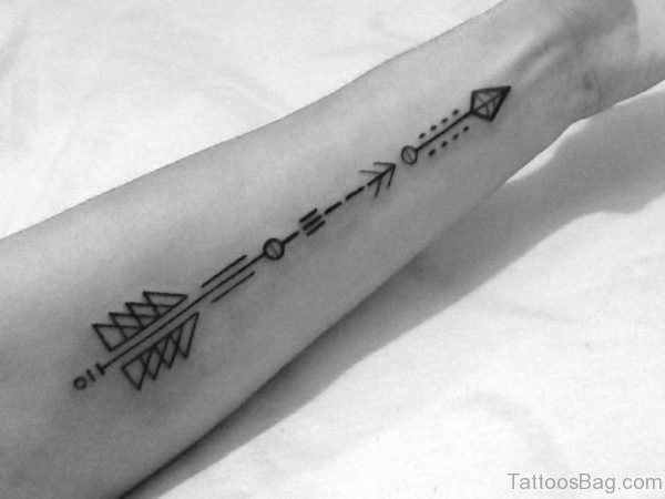 Geometric Arrow Tattoo On Arm 