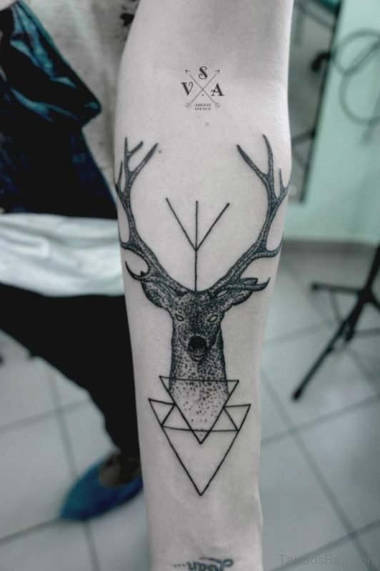 Geometric Deer Tattoo On Arm 