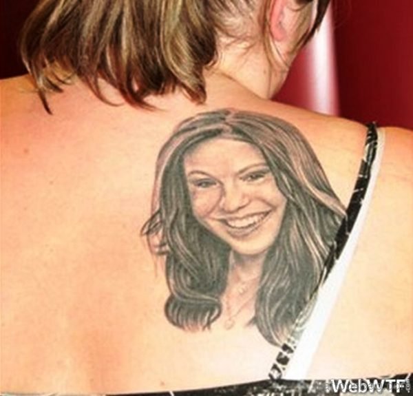 Girl Face Tattoo Design On Shoulder