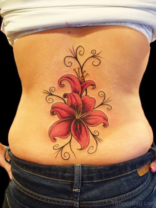 Gladiolus Flower Tattoo On Back TB1105