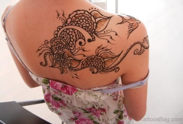 Gorgeous African Drawing Tattoo On Upper Back