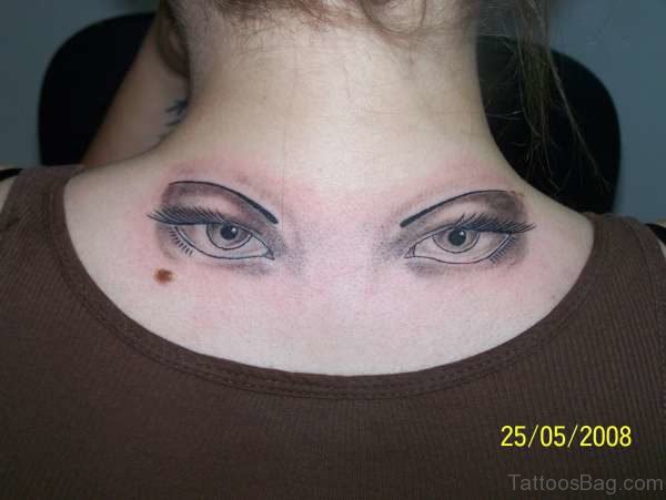 Gorgeous Eye Tattoo Design On Back