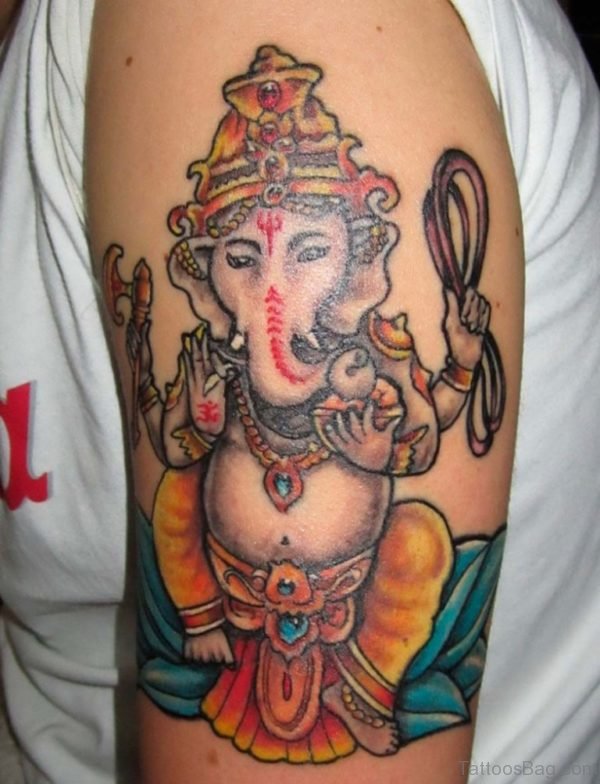 Gorgeous Ganesha Tattoo On Shoulder