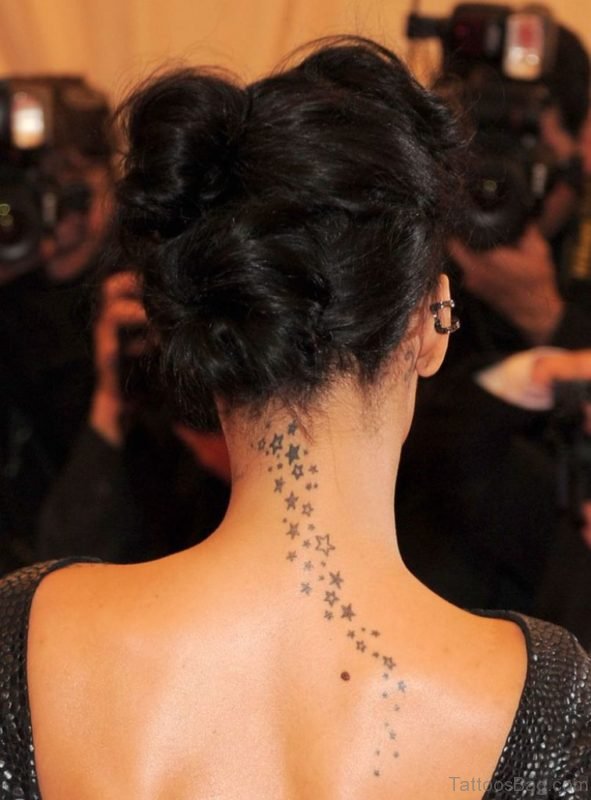 Graceful Stars Tattoo On Nape 