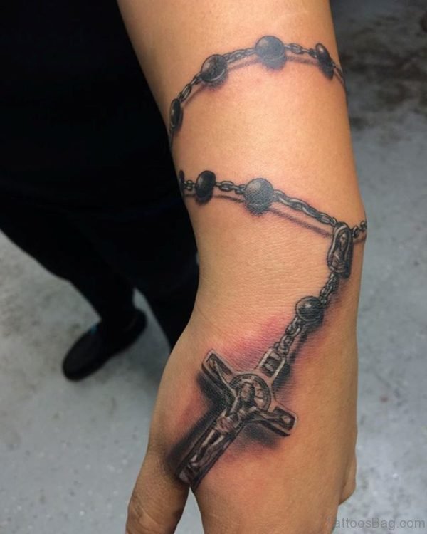 Great 3D Holy Rosary Tattoo