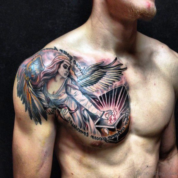 Great Archangel Tattoo On Shoulder