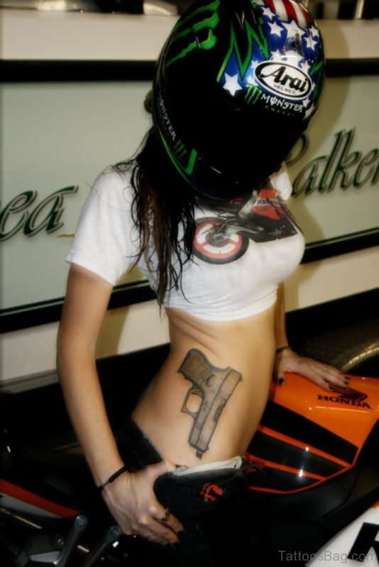 Great Gun Tattoo For Waist