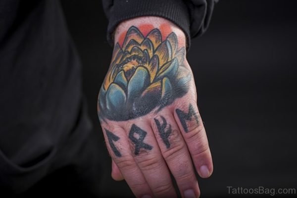 Great Lotus Tattoo On Hand 