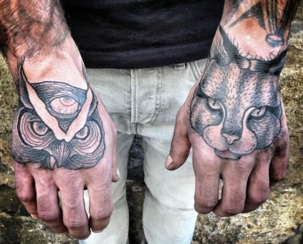 Great Owl Tattoo On Hand