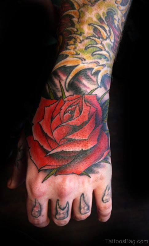Great Rose Tattoo On Hand