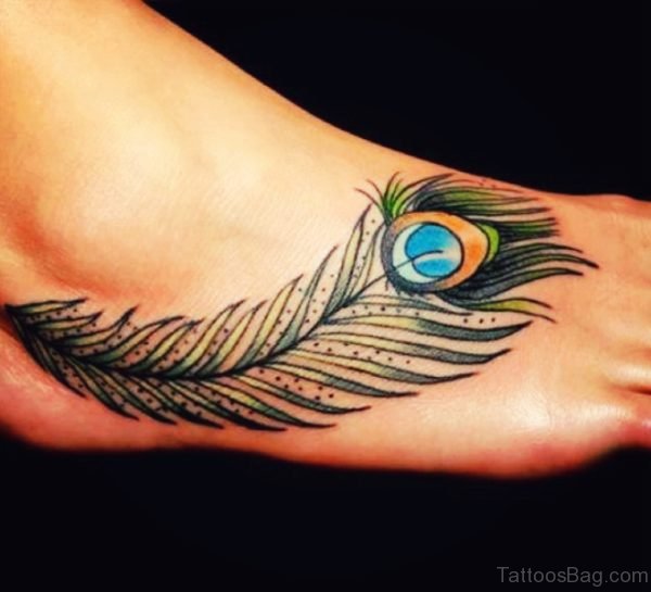 Green Peacock Feather Tattoo 1