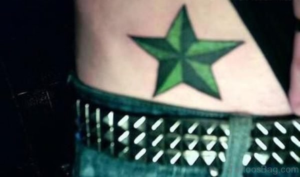 Green Star Tattoo On Waist