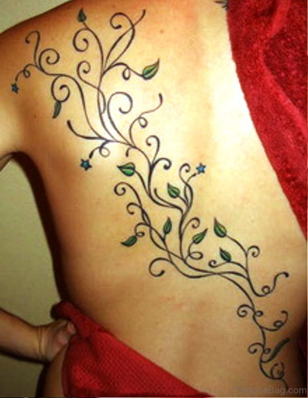 Green Vine Tattoo On Back