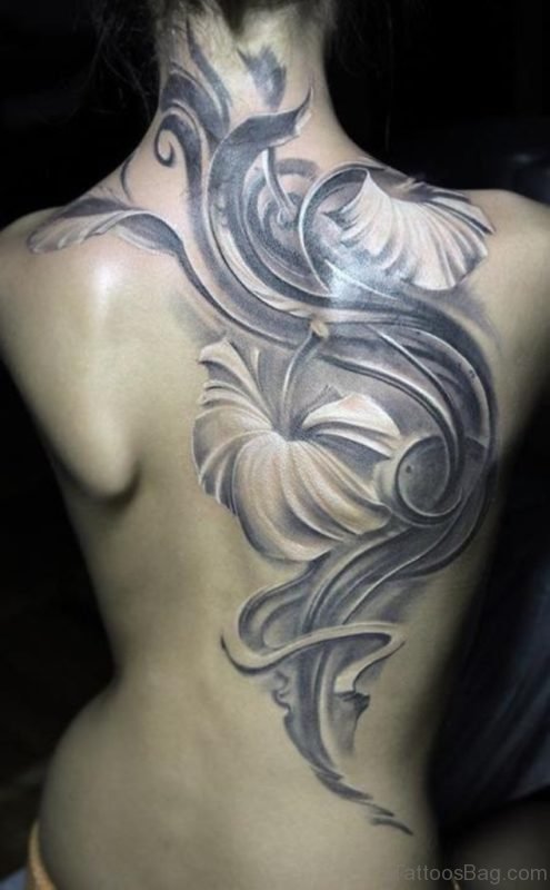 Grey Flower Tattoo 