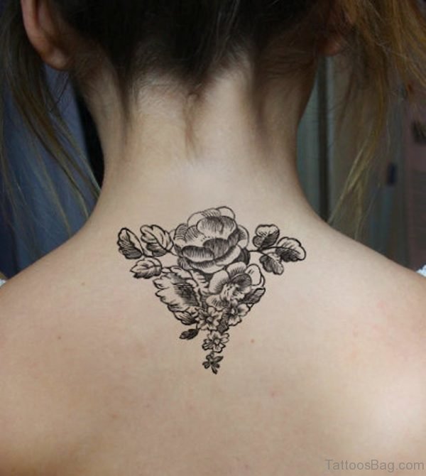 Grey Flower Tattoo Design 