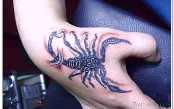 Grey Ink Scorpion Tattoo