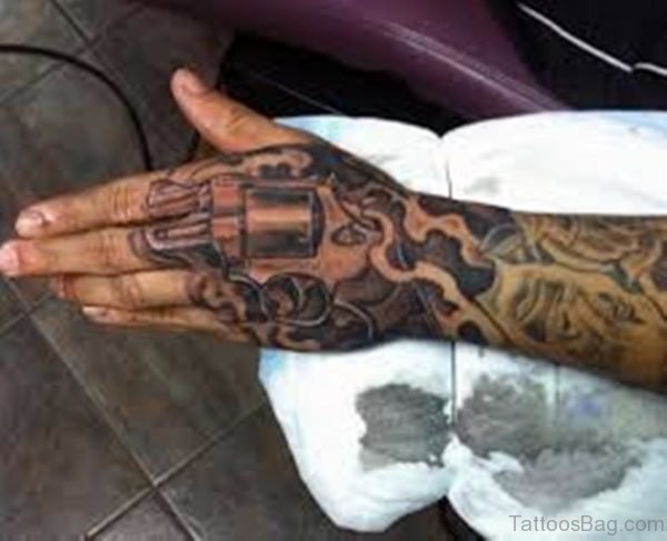 Gun Tattoo On Hand