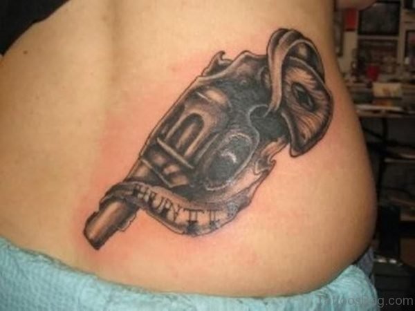 Gun Tattoo Rib Back