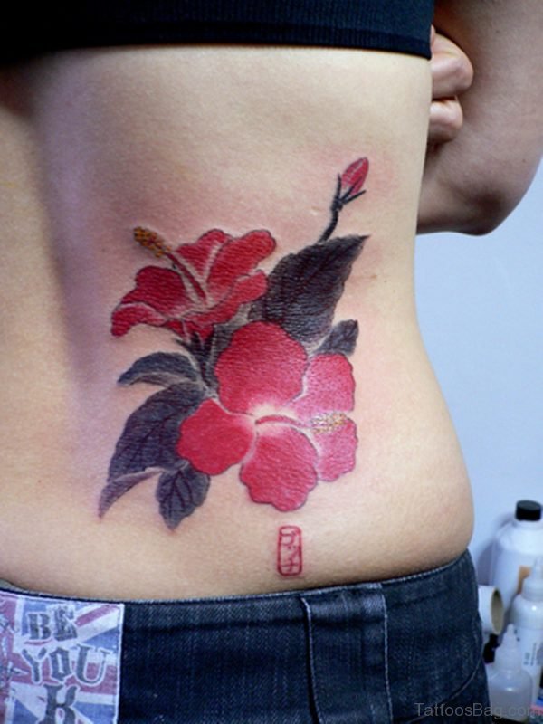 Hawaiian Flower Tattoo On Waist