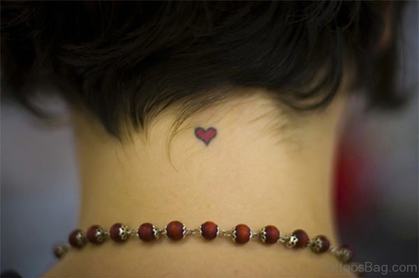 Heart Tattoo On Back Nape 