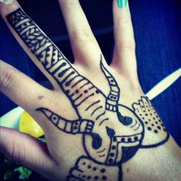 Henna Elephant Tattoo Design On Hand 1