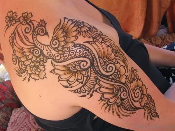 Henna Peacock Tattoo Design