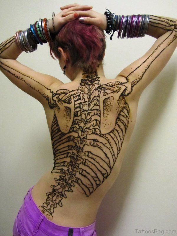 Henna Skeleton Design On Back