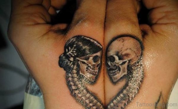 Herat Shape Skull Tattoo