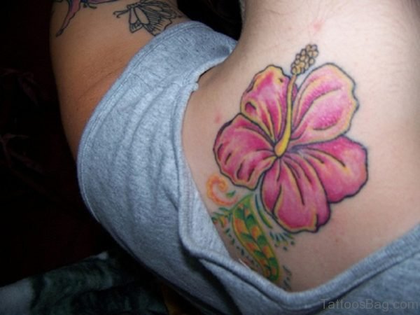 Hibiscus Flower Tattoo On Nape 