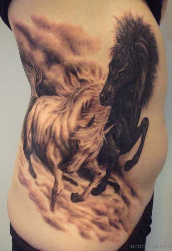 Horses Tattoo On Rib