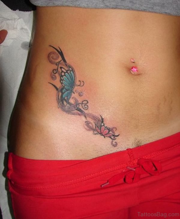 Hot Flower Tattoo For Waist