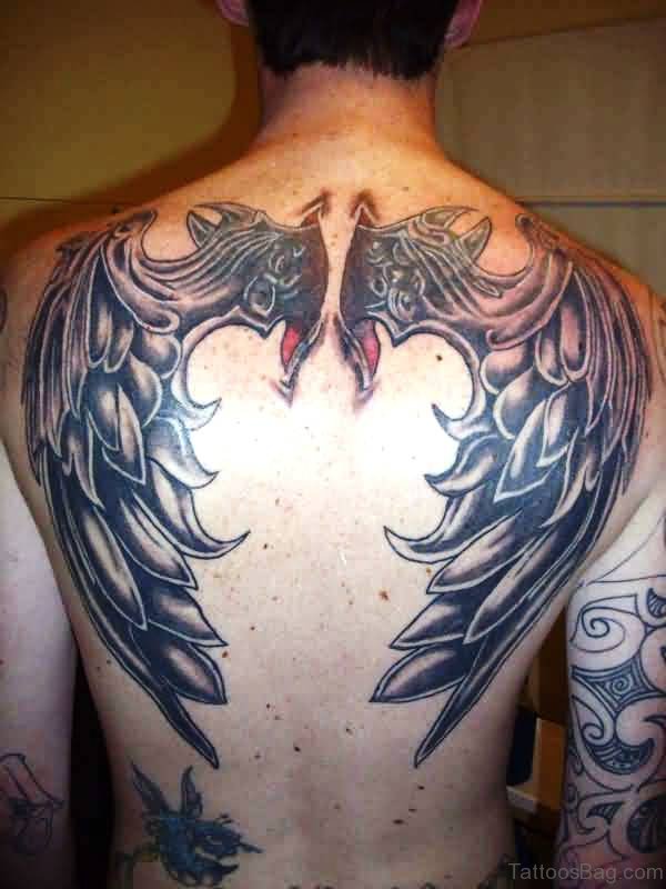 Huge Wings Tattoo On Back