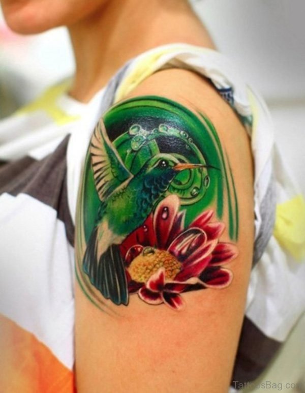Hummingbird Tattoo Design On Shoulder