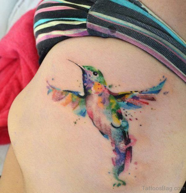 Hummingbird Tattoo On Rib