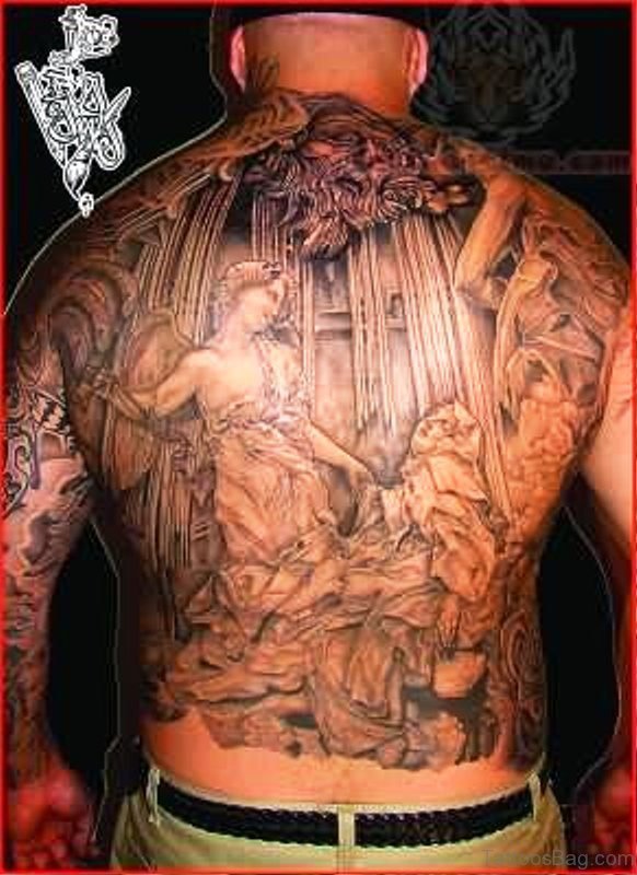 Image Of Big Angel Tattoo On Back