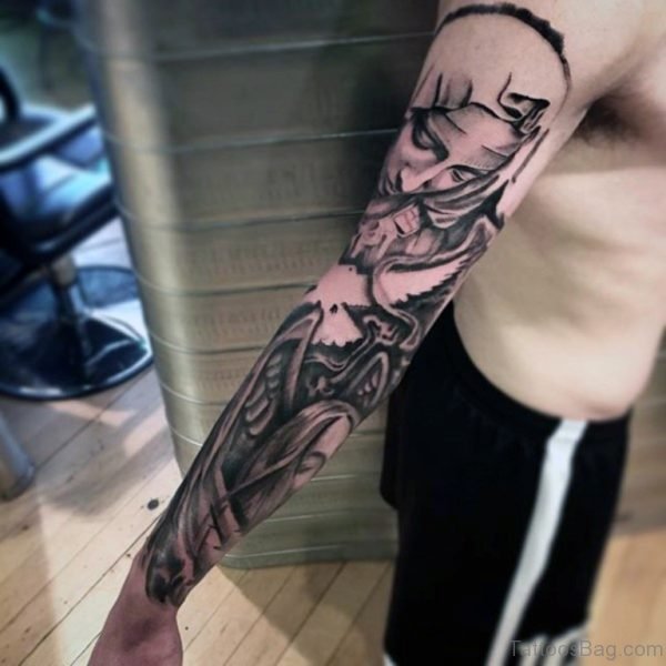Impressive Angel Tattoo On Full Sleeve 